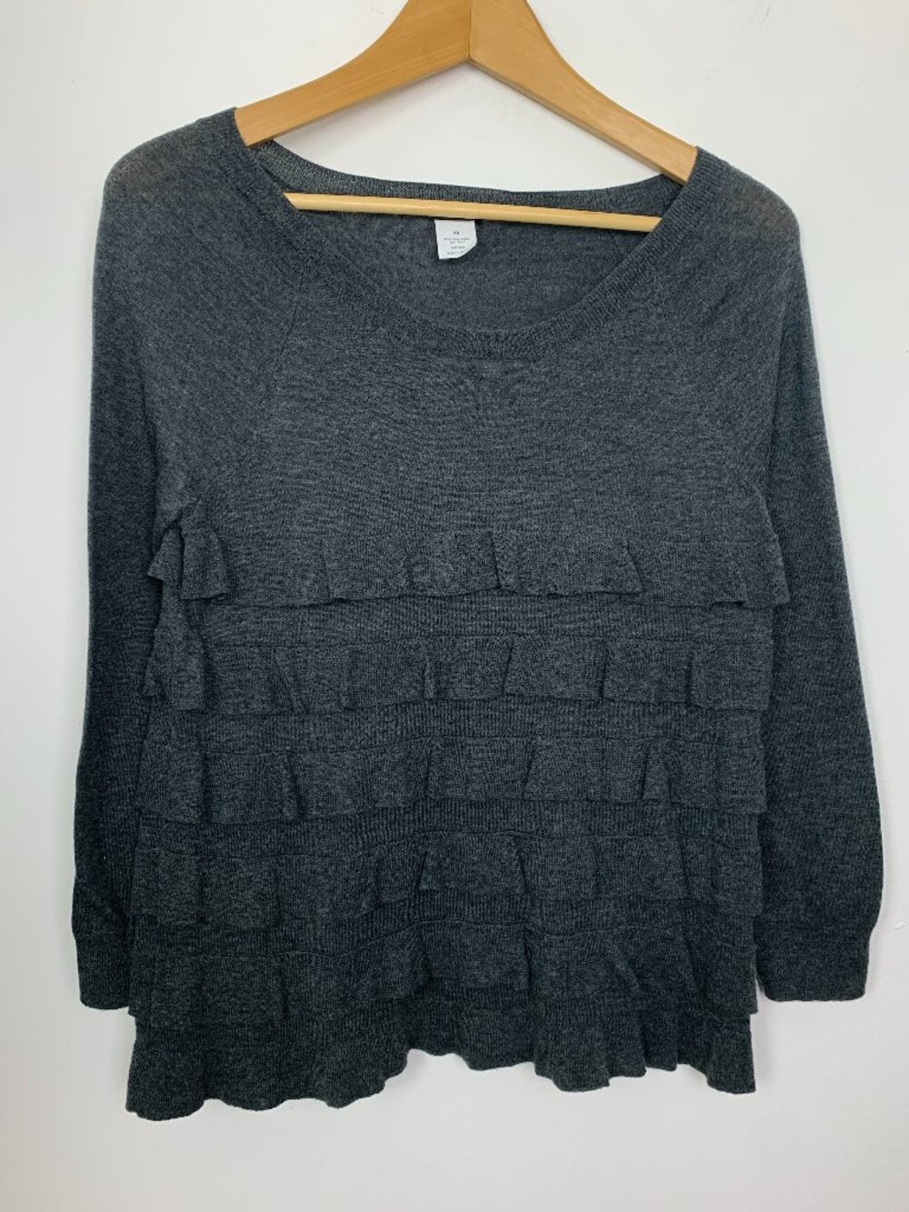 J.Crew Grey Ruffle Sweater - Picture 2 of 6